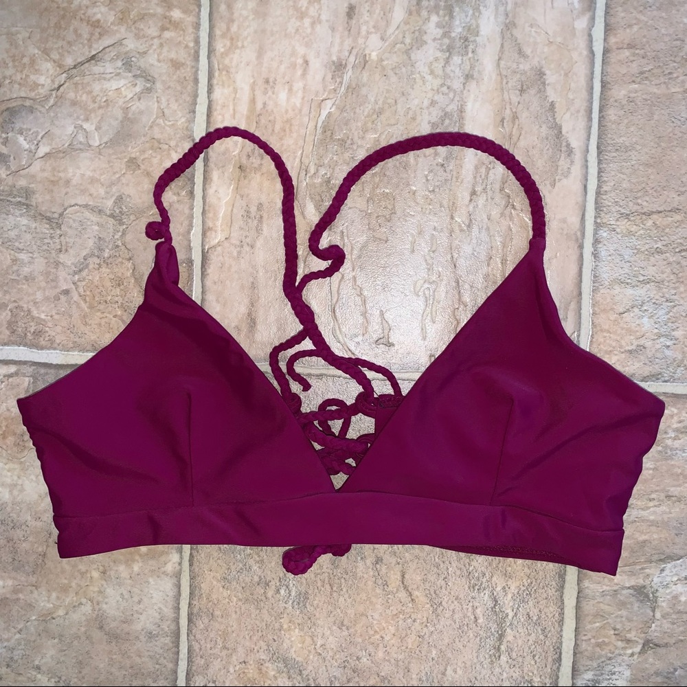 EUC Zaful Strappy Pull On Lace-up Bikini Top / Braided Straps Size Medium